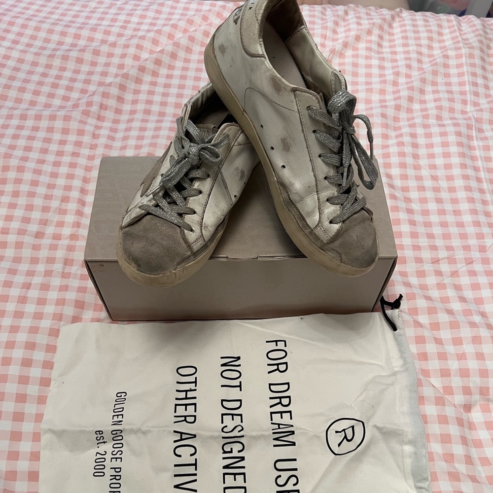 Golden Goose Gray and White Sneakers